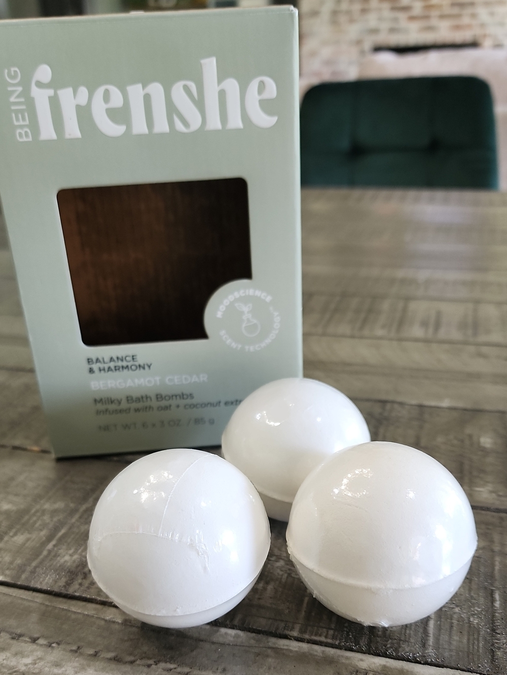 NWT Being Frenshe Balance & Harmony Milky Bath Bombs- 3 Bergamont Cedar